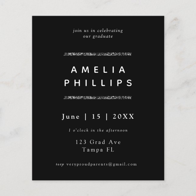 Invitation de fin d'études tendance avec paillette (Devant)
