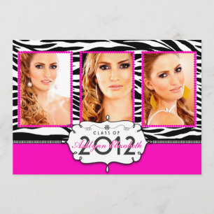 Invitation de fin d'études Zebra moderne branchée