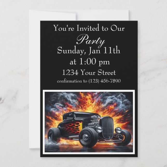 Invitation de flamme Hot Rod (Devant)