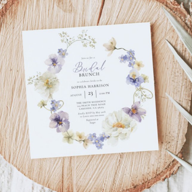 Invitation de Fleur sauvage blanc et violet délica (Créateur téléchargé)