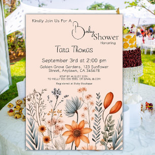 Invitation de Fleur sauvage Boho rustique