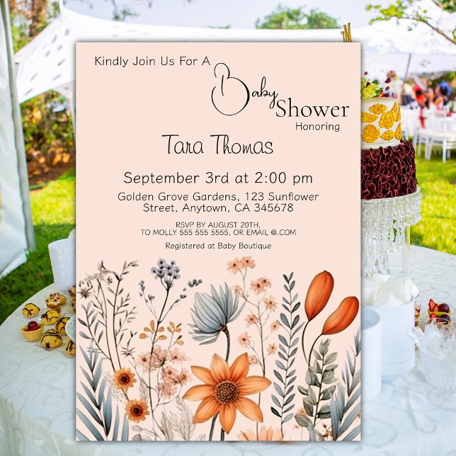 Invitation de Fleur sauvage Boho rustique (Créateur téléchargé)