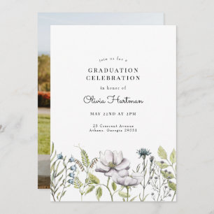 Invitation de Fleur sauvage Photo Graduation 2022