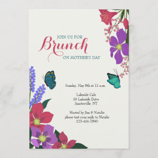 Invitation de fleurs et de papillons