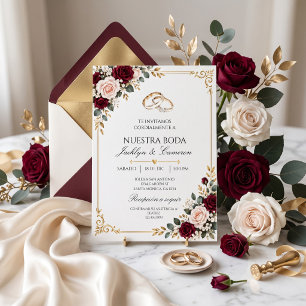 Invitation de fleurs rose de Bourgogne mariage en