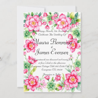 Invitation de fleurs roses