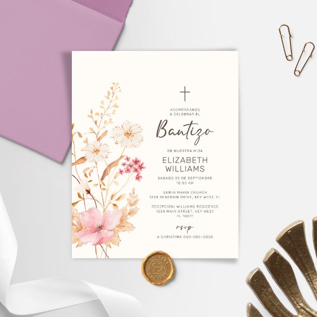 Invitation de Fleurs Sauvages pour Baptême (Créateur téléchargé)