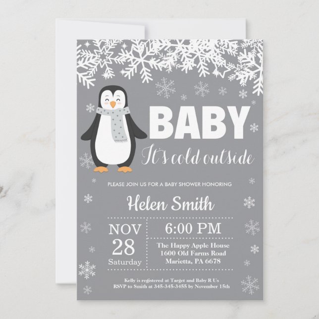 Invitation de flocon de neige de baby shower (Devant)
