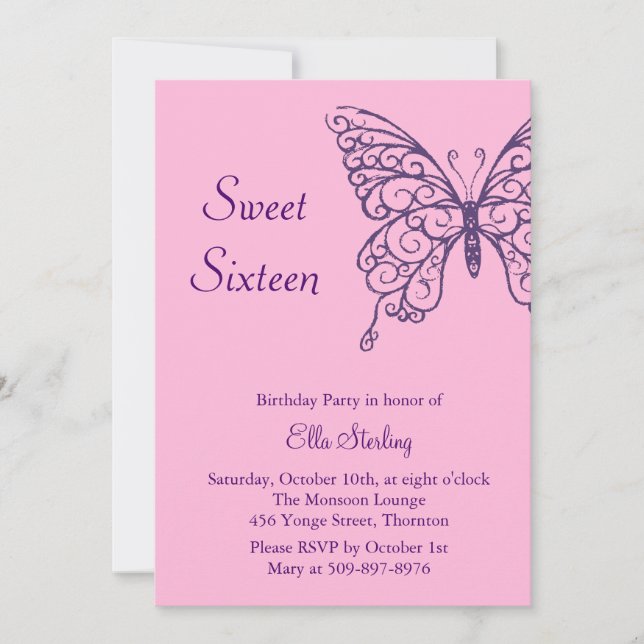 Invitation de flottement de sweet sixteen de (Devant)