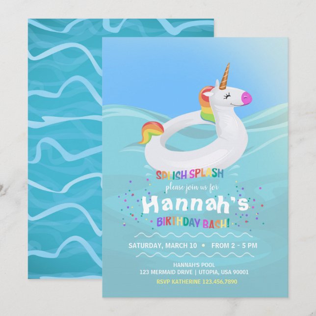 Invitation de flotteur de licorne de réception au (Devant / Derrière)