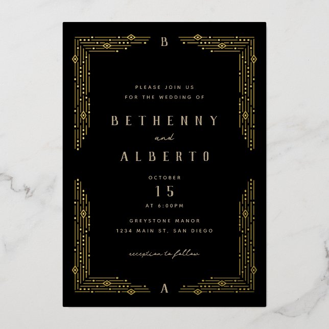 Invitation de Foil Frontière Art Nouveau (Recto)