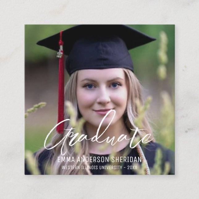 Invitation de Foil Photo de script blanc moderne (Devant)