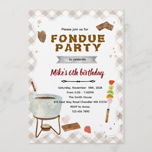 Invitation de fondue au chocolat (Devant)