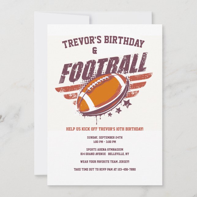 Invitation de football américain (Devant)