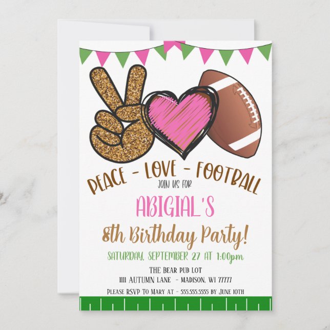 Invitation de football pour fille (Devant)