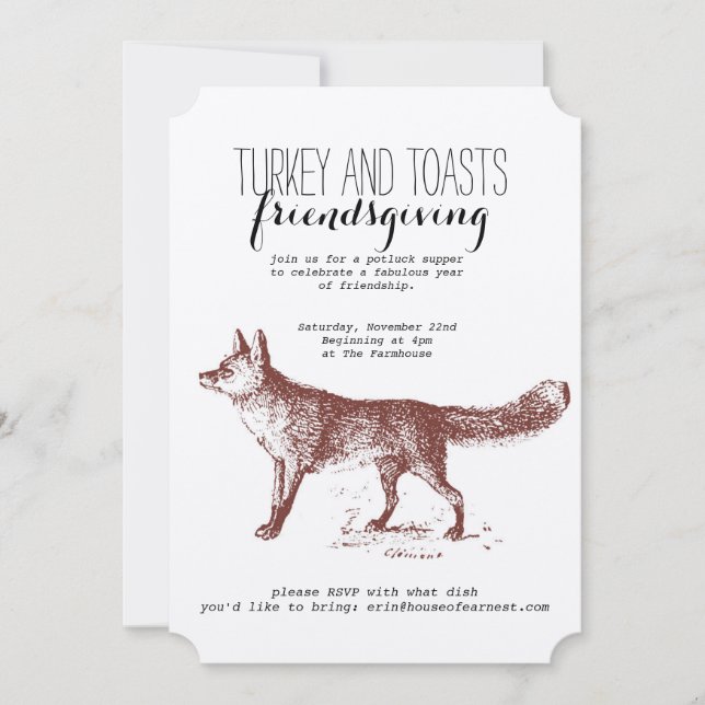 Invitation de Fox Friendsgiving de Papier (Devant)
