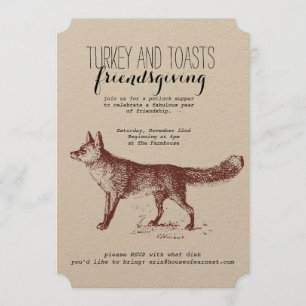 Invitation de Fox Friendsgiving de Papier