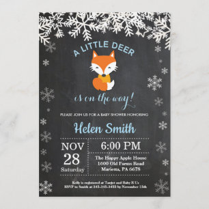 Invitation de Fox Winter Boy Baby shower Chalkboar