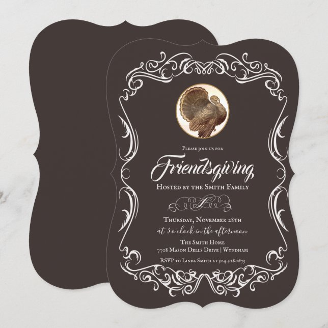 Invitation de Friendsgiving pour les fêtes de la d (Devant / Derrière)
