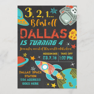 Invitation de fusée d'anniversaire de l'espace
