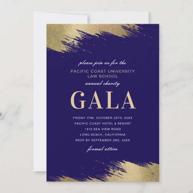 Invitation de gala bleu or événement formel (Devant)
