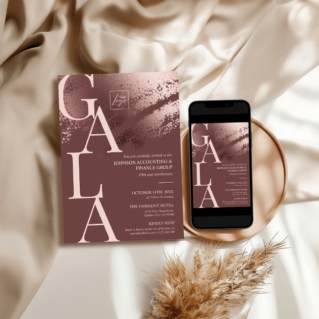 Invitation de gala d'affaires modifiable en bronze (Stylish bronze editable business gala einvite)