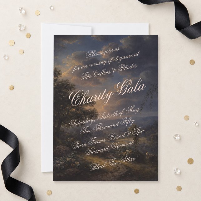 Invitation de gala de charité noir cravate vintage (Créateur téléchargé)