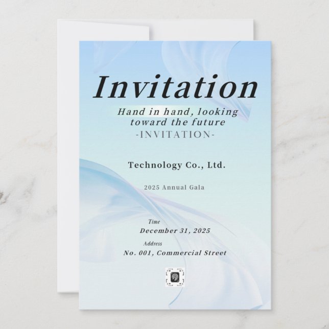 Invitation de gala d'entreprise bleu clair – Techn (Devant)