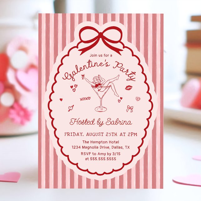 Invitation de Galentine's Day avec un arc dessiné  (Créateur téléchargé)