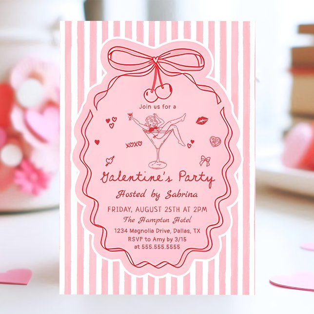 Invitation de Galentine's Day dessinée à la main d (Créateur téléchargé)