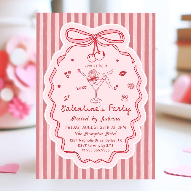 Invitation de Galentine's Day dessinée à la main d (Créateur téléchargé)