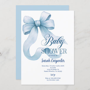 Invitation de Garçon Baby shower Bleu Bow