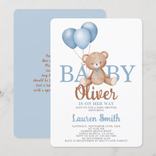 Invitation de garçon Baby shower d'ours