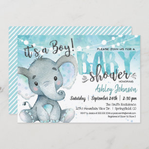 Invitation de garçon Baby shower éléphant