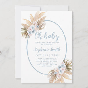 Invitation de garçon de Baby shower d'herbe Boho P