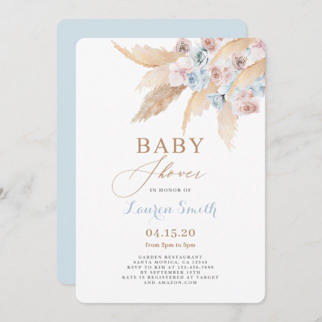 Invitation de garçon du Baby shower du désert (Devant / Derrière)