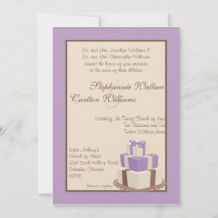 Invitation de gâteau de Mariage Brown/violet