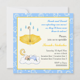 Invitation de gâteau pour garçon bébé endormi bleu
