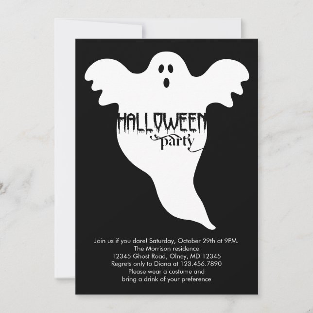 Invitation de Ghost Halloween (Devant)