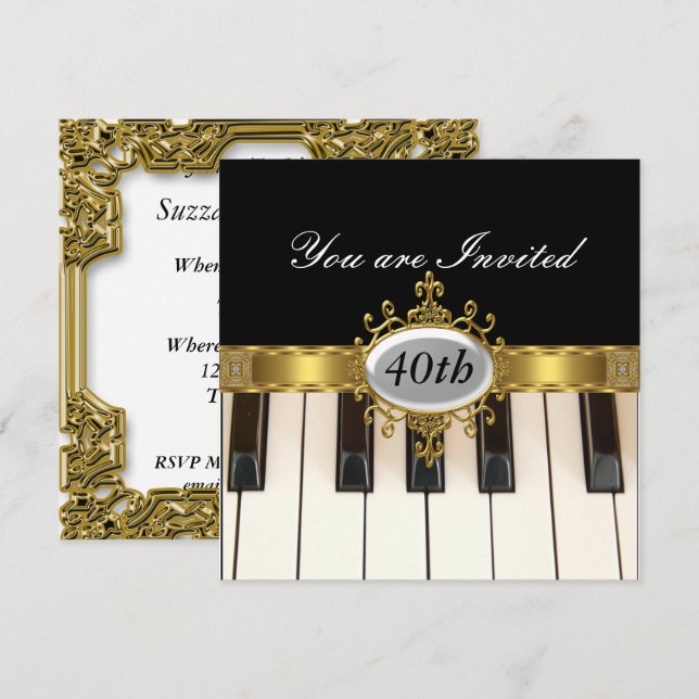 Invitation de glamour de fête d'anniversaire en no (Devant / Derrière)