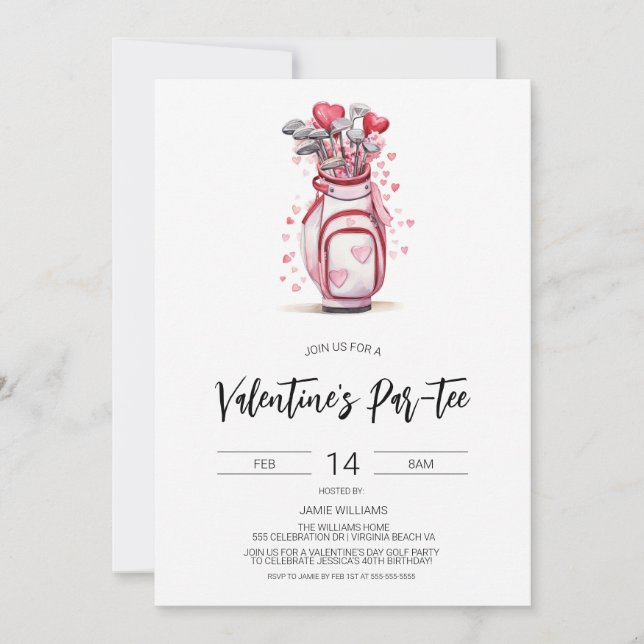 Invitation de golf pour la Saint-Valentin, golf po (Devant)