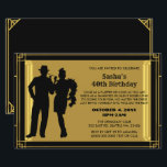 Invitation de gosse de fille à 20 fissures à budge<br><div class="desc">Flamme art déco des années 20 et fête de gangster glitz et glam,  invitation or et noir</div>