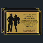 Invitation de gosse de fille à 20 fissures à budge<br><div class="desc">Flamme art déco des années 20 et fête de gangster glitz et glam,  invitation or et noir</div>