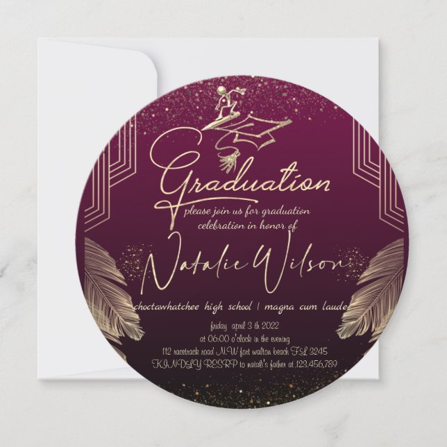 Invitation de graduación con purpurina (Devant)