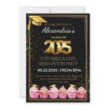Invitation de graduation 2025 Cupcakes & Casquette