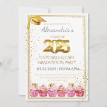 Invitation de graduation 2025 Cupcakes & Casquette