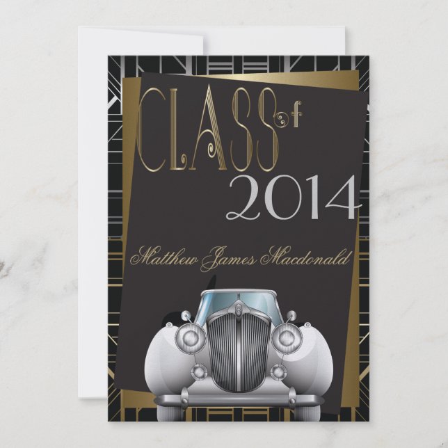 Invitation de graduation Art Déco Gatsby (Devant)