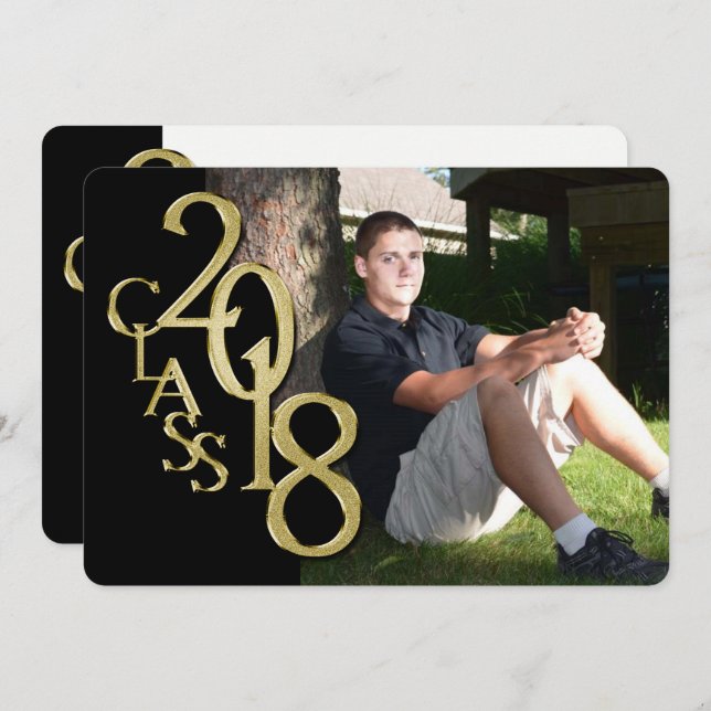 Invitation de graduation Black and Gold 2018 (Devant / Derrière)