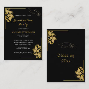 Invitation de graduation Black Gold personnalisée