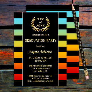 Invitation de graduation colorée Festive